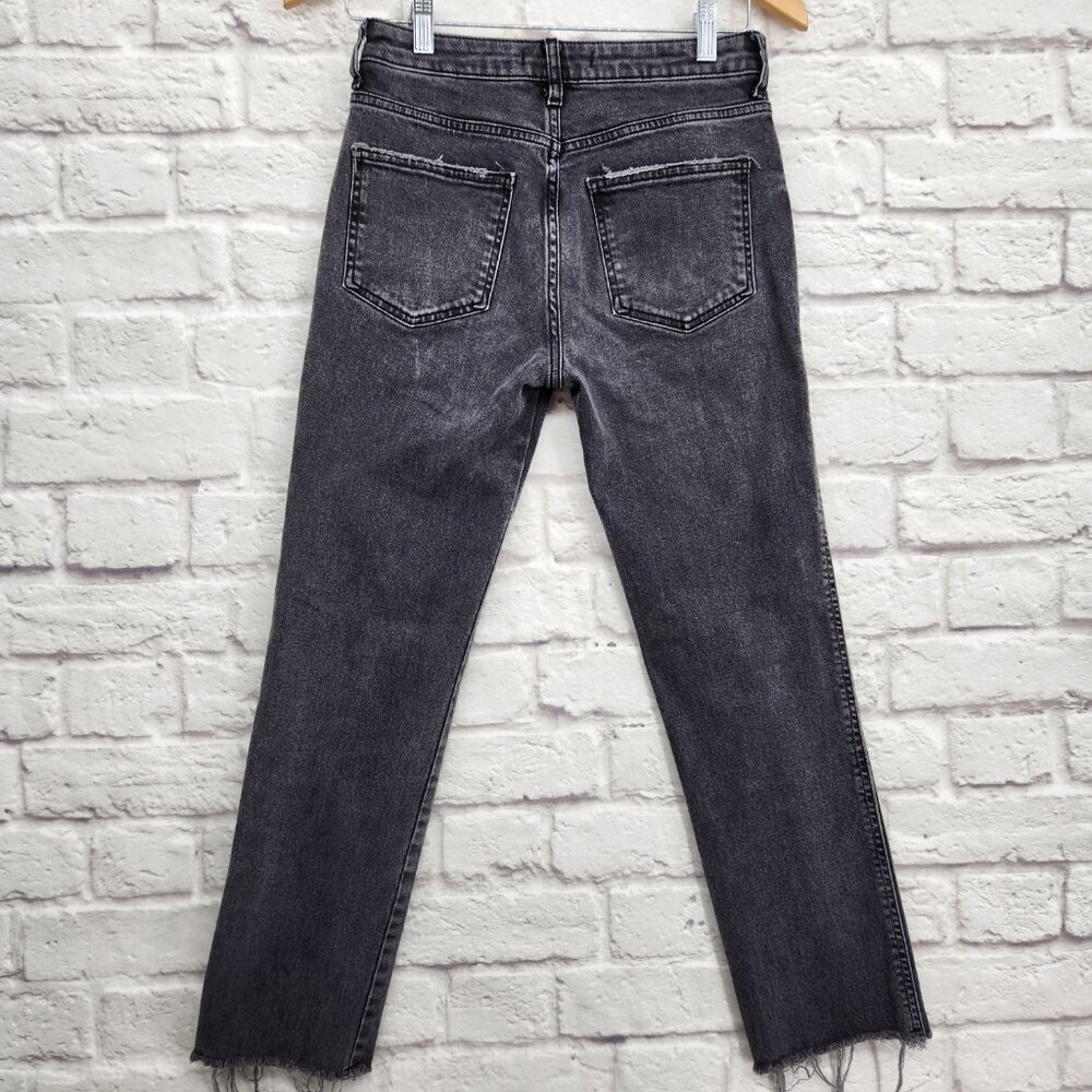 Free People Womens Girlfriend Denim Released Hem Crop Jeans Black 26 - Picture 7 of 16
